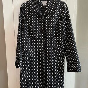 LOFT Black Polka Dot Button Front Collared Spring Coat Size 10